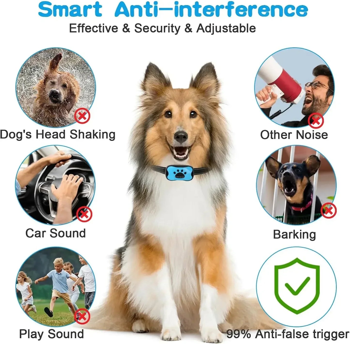 USB Rechargeable Ultrasonic Anti-Bark Dog Training Collar