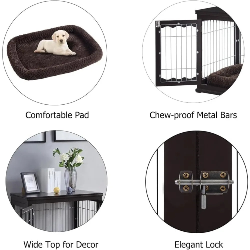 Furniture-Style Dog Crate for Medium Dogs – Modern Wooden Pet House with Wire, Indoor Kennel