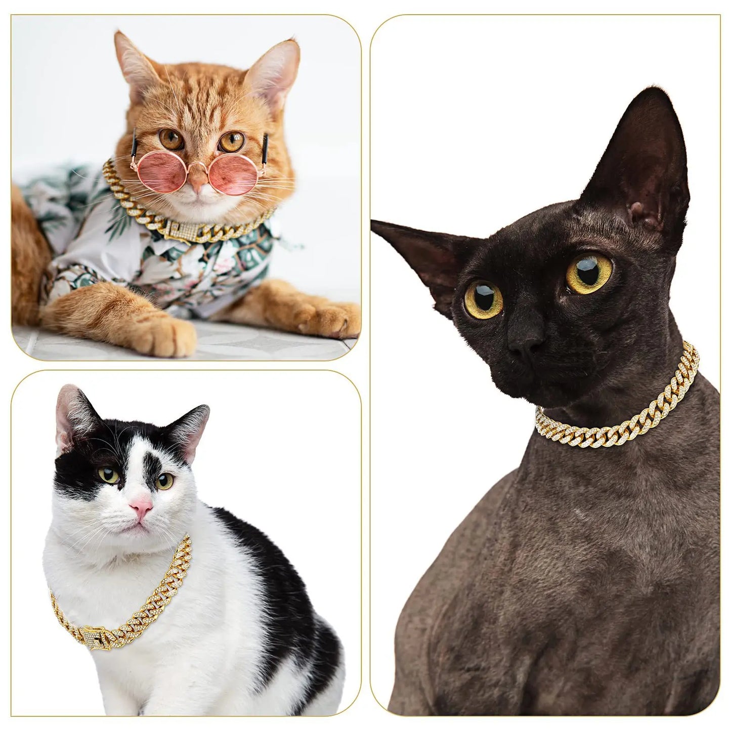 Diamond Cuban Dog Chain Collar – Metal Walking Collar with Secure Buckle, Pet Jewelry
