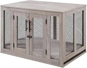 Furniture-Style Dog Crate for Medium Dogs – Modern Wooden Pet House with Wire, Indoor Kennel