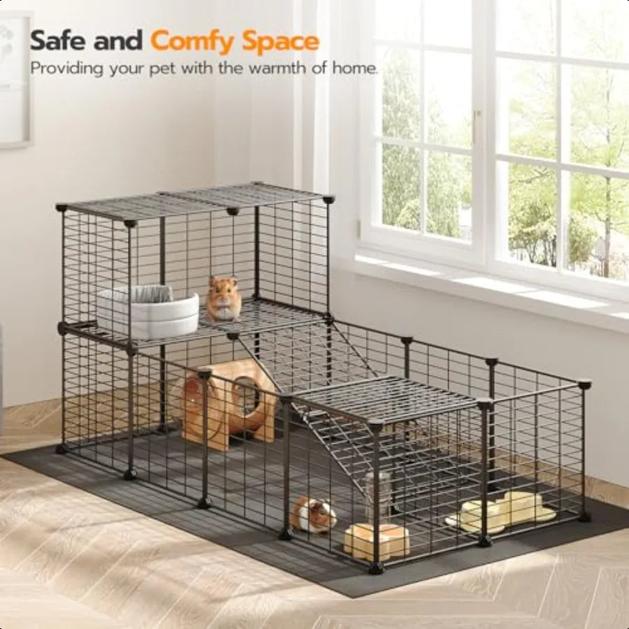 Guinea Pig Cage with Waterproof Mat – 24-Panel Small Animal Playpen for Rabbits, Bunnies, and Chickens