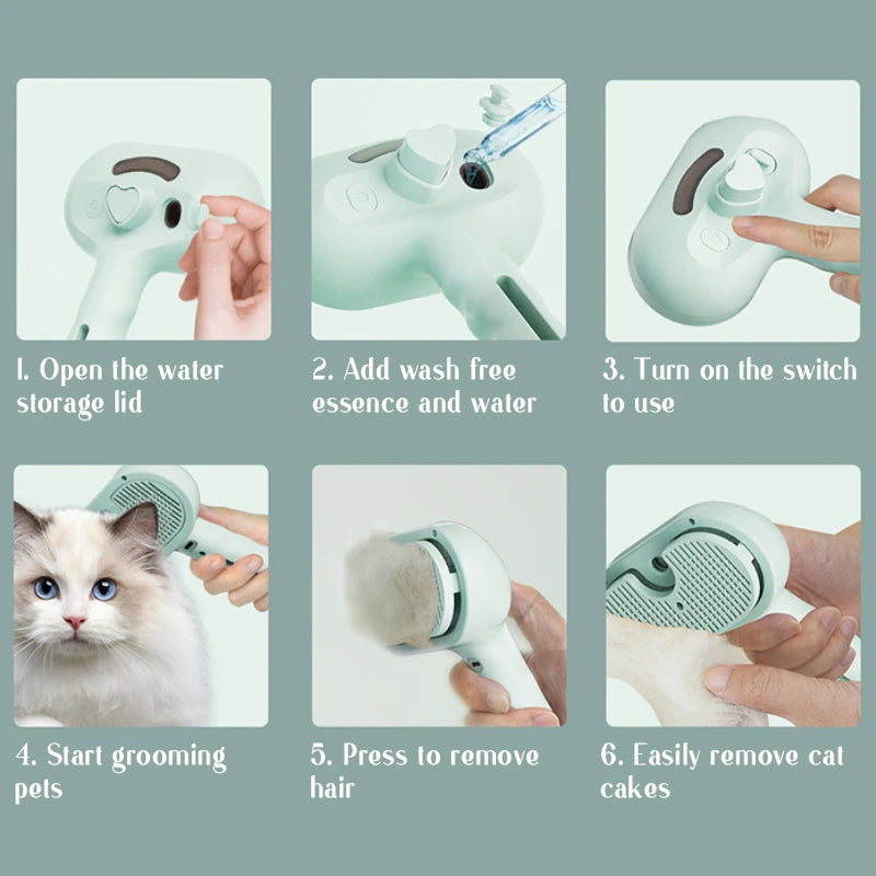 Dog Comb Pet Steam Massage Brush – Soft Teeth Hair Removal for Cats & Dogs