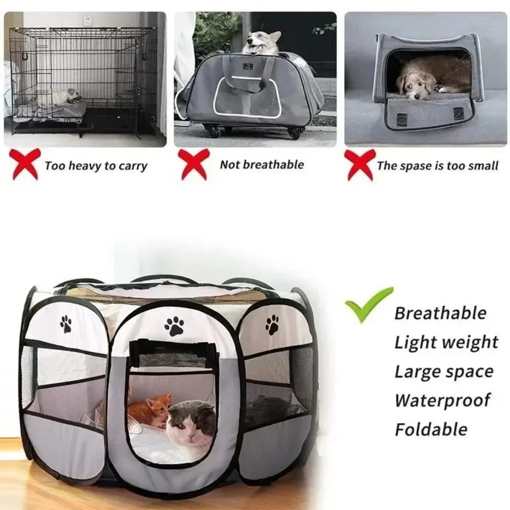 Foldable Octagonal Pet Tent – Cat and Small Dog Cage, Four-Season Use