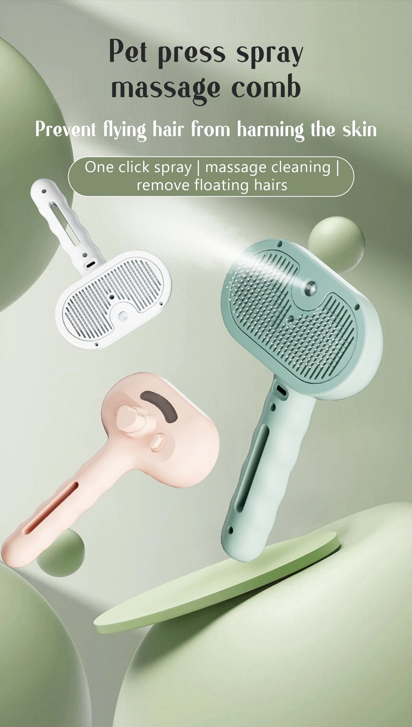 Dog Comb Pet Steam Massage Brush – Soft Teeth Hair Removal for Cats & Dogs