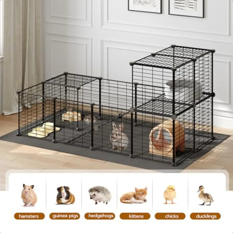 Guinea Pig Cage with Waterproof Mat – 24-Panel Small Animal Playpen for Rabbits, Bunnies, and Chickens
