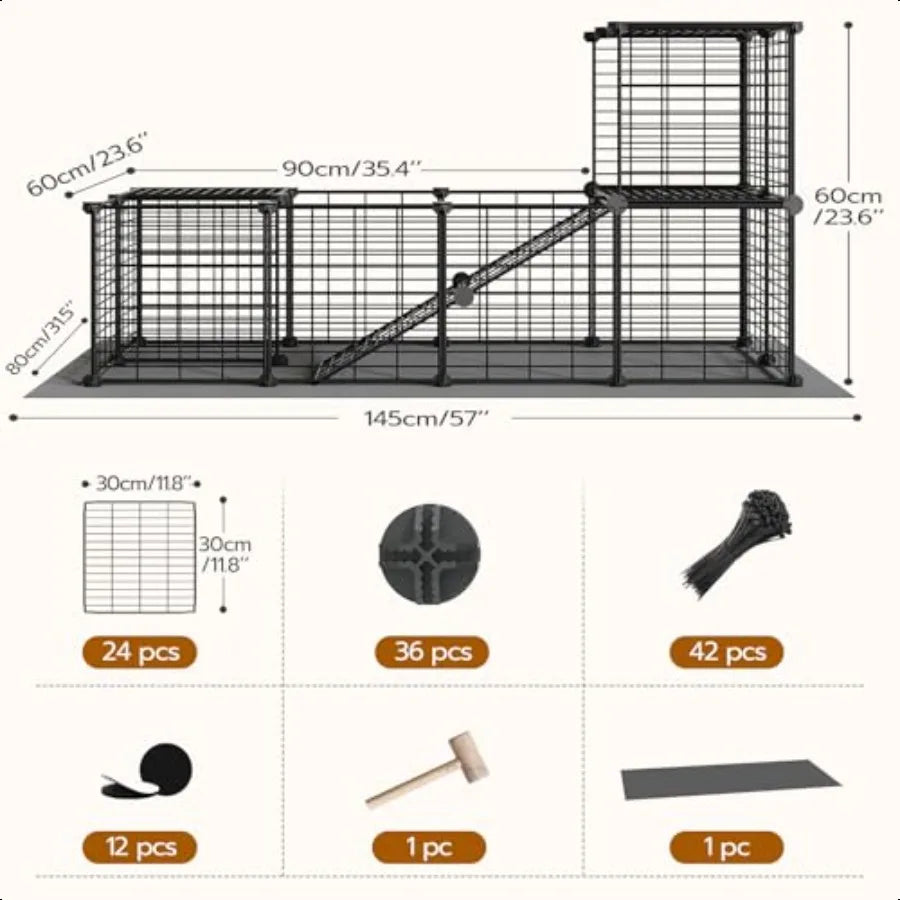 Guinea Pig Cage with Waterproof Mat – 24-Panel Small Animal Playpen for Rabbits, Bunnies, and Chickens