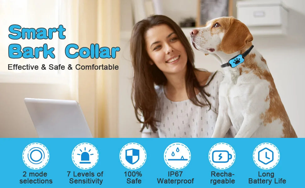 USB Rechargeable Ultrasonic Anti-Bark Dog Training Collar