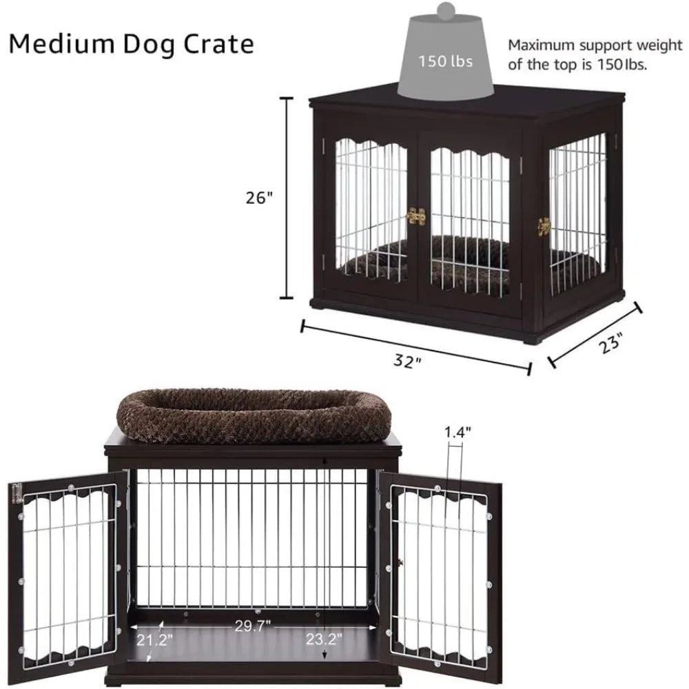 Furniture-Style Dog Crate for Medium Dogs – Modern Wooden Pet House with Wire, Indoor Kennel