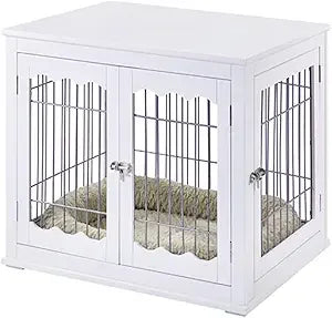 Furniture-Style Dog Crate for Medium Dogs – Modern Wooden Pet House with Wire, Indoor Kennel