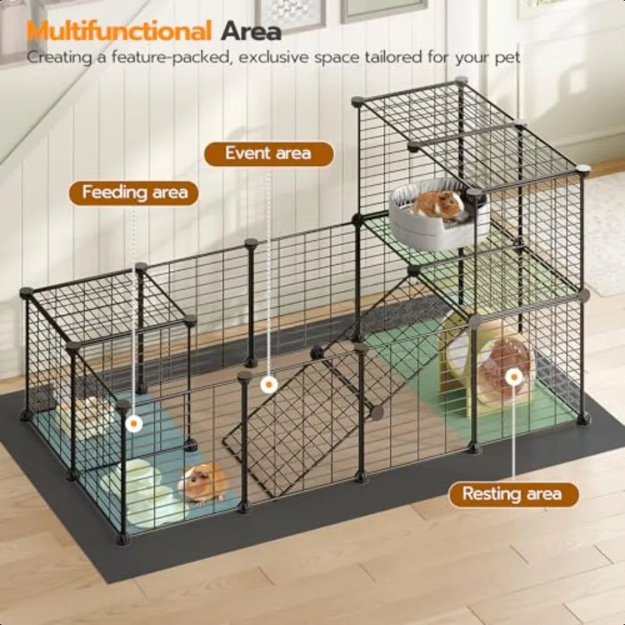 Guinea Pig Cage with Waterproof Mat – 24-Panel Small Animal Playpen for Rabbits, Bunnies, and Chickens