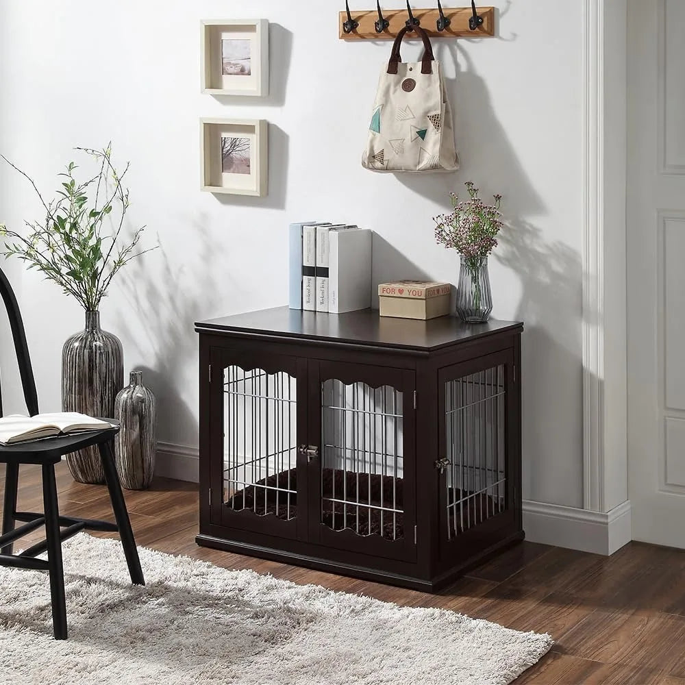 Furniture-Style Dog Crate for Medium Dogs – Modern Wooden Pet House with Wire, Indoor Kennel