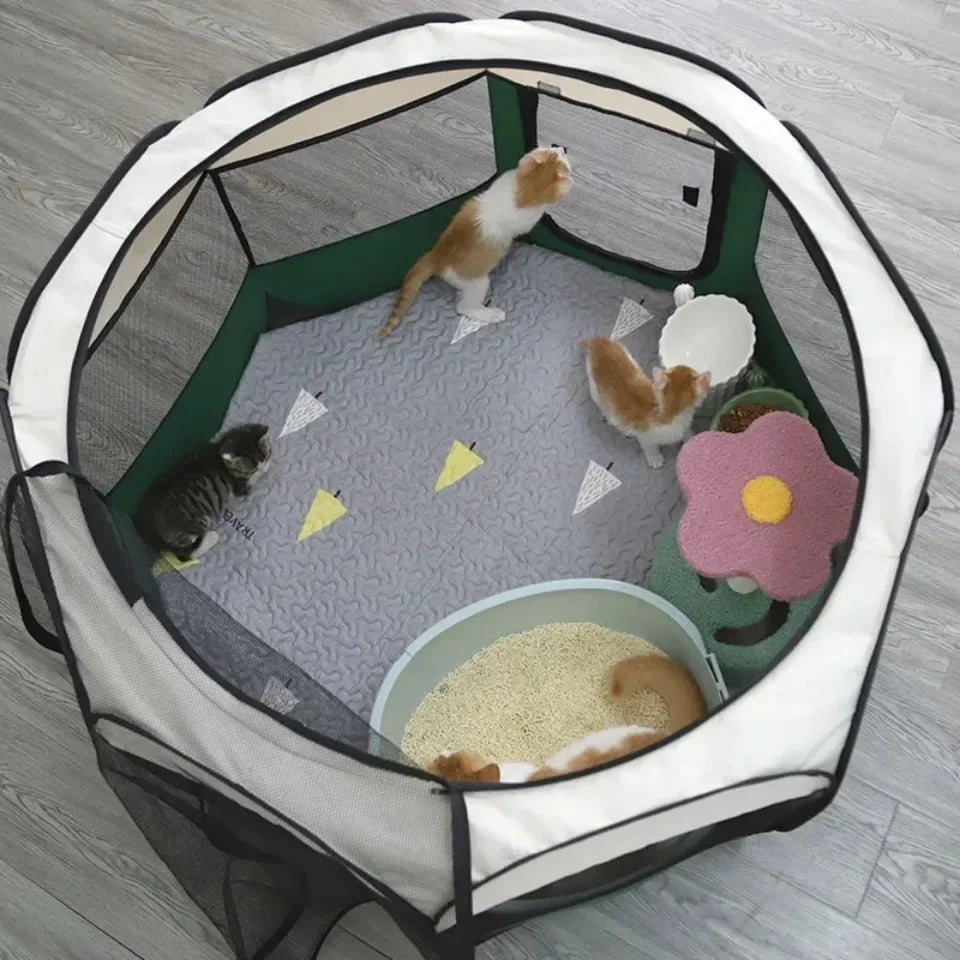 Foldable Octagonal Pet Tent – Cat and Small Dog Cage, Four-Season Use