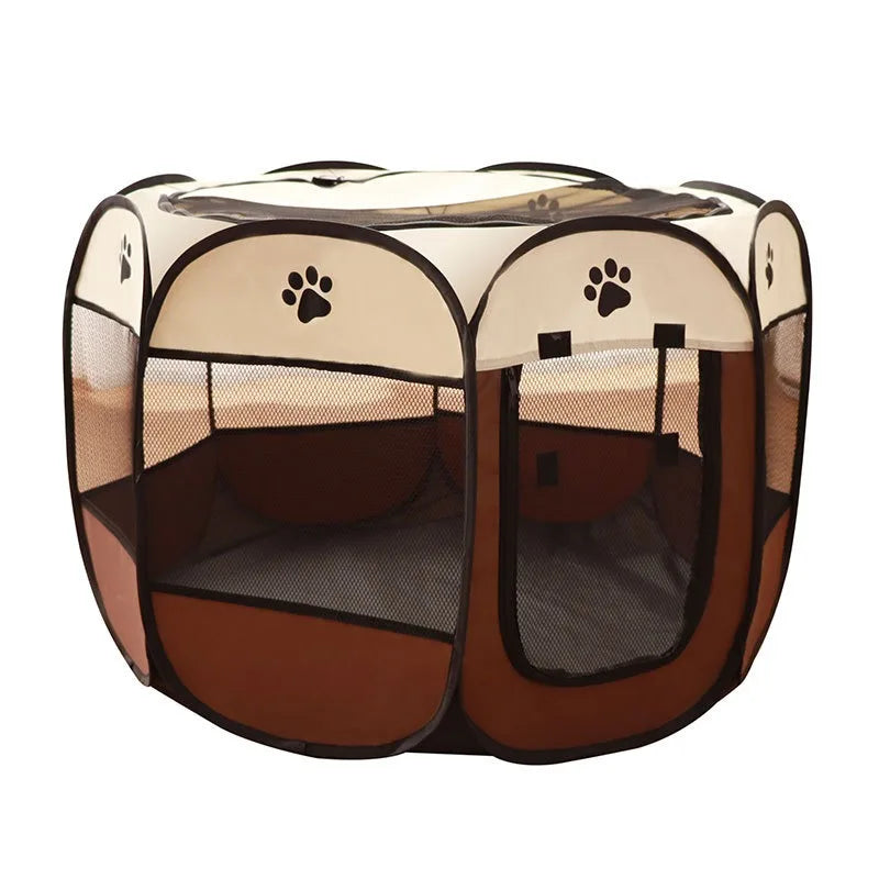 Large Foldable Octagonal Cat Playpen with Mesh Door