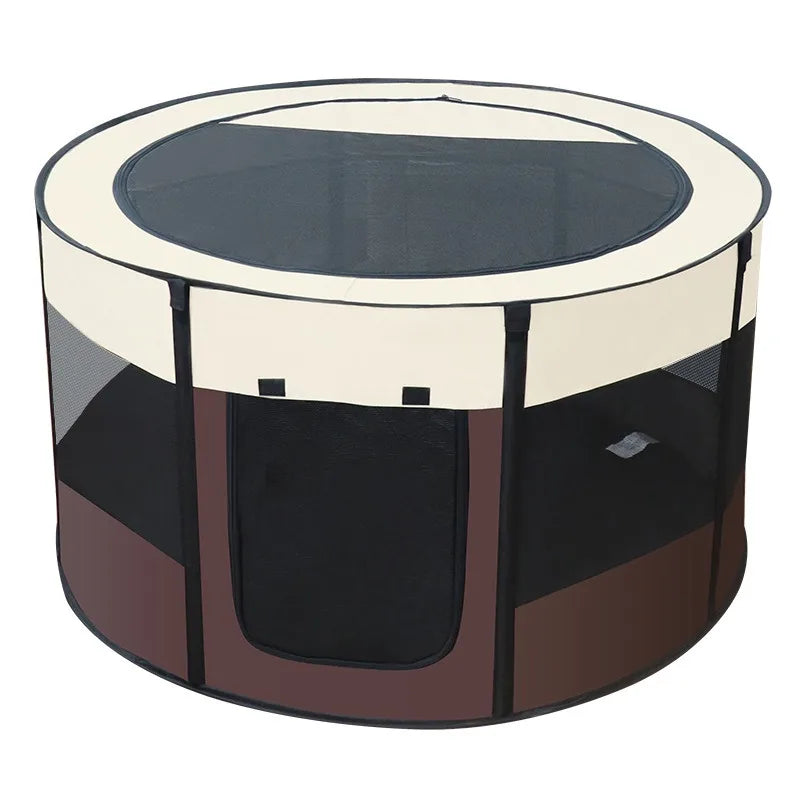 Large Foldable Octagonal Cat Playpen with Mesh Door