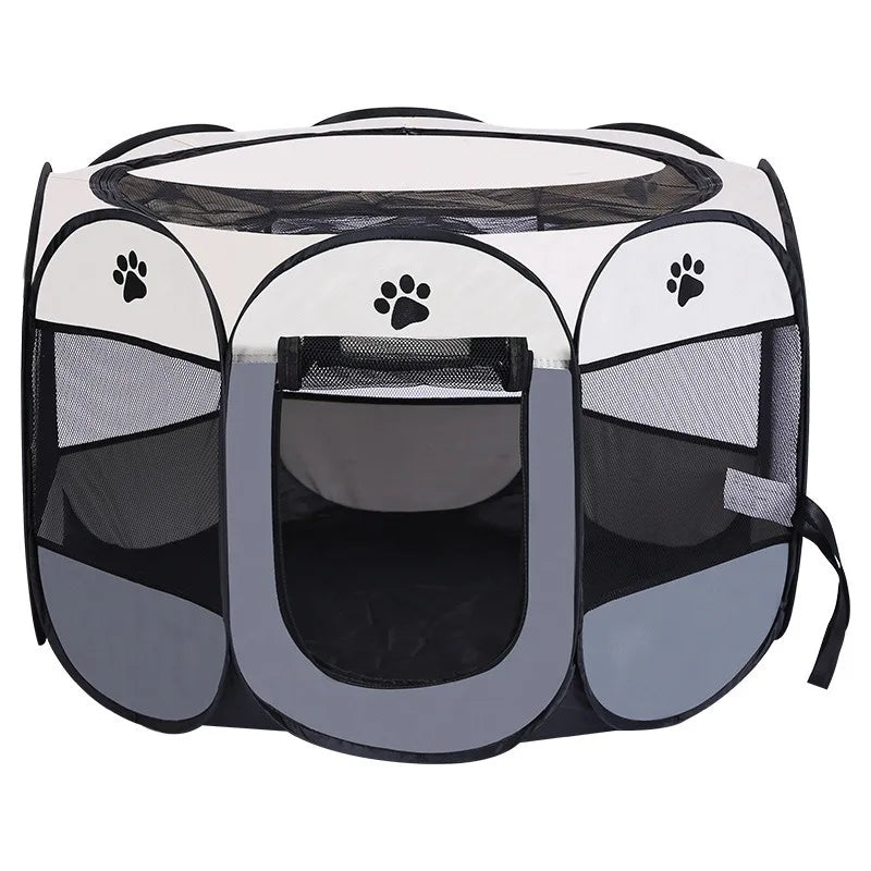 Large Foldable Octagonal Cat Playpen with Mesh Door