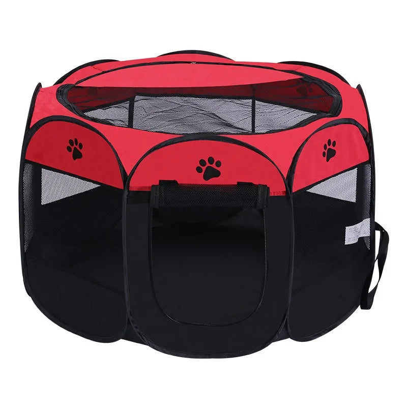 Large Foldable Octagonal Cat Playpen with Mesh Door