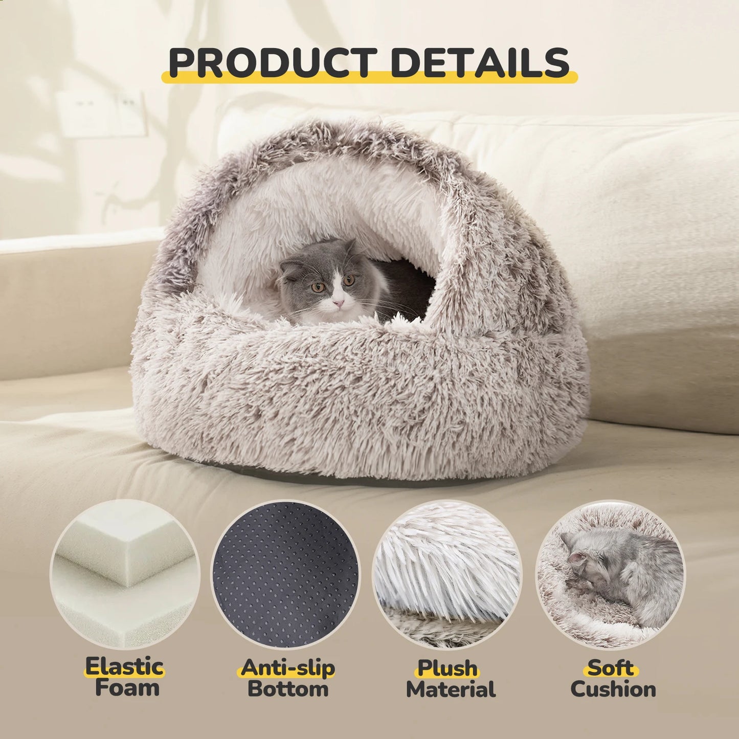 25" Plush Cat & Dog Sleeping Nest