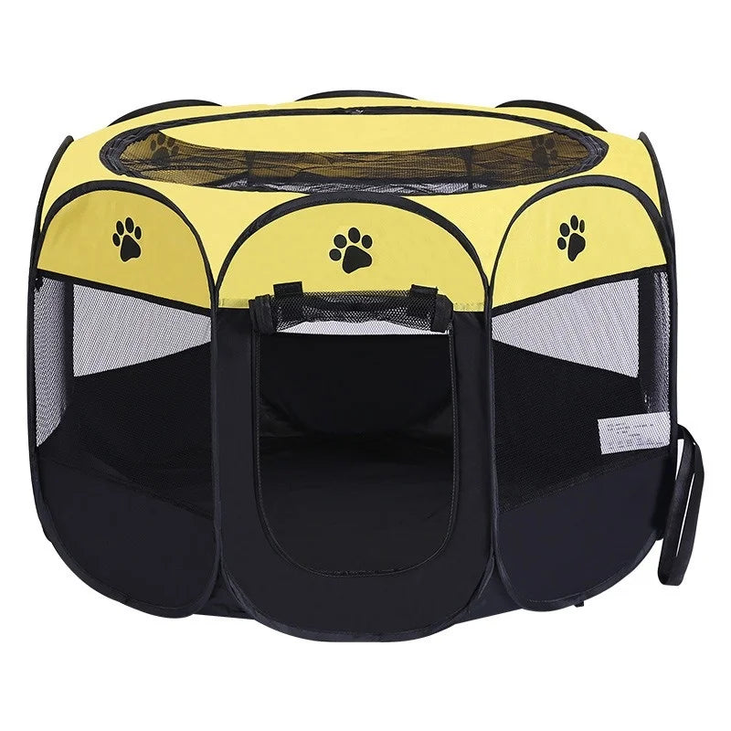 Large Foldable Octagonal Cat Playpen with Mesh Door