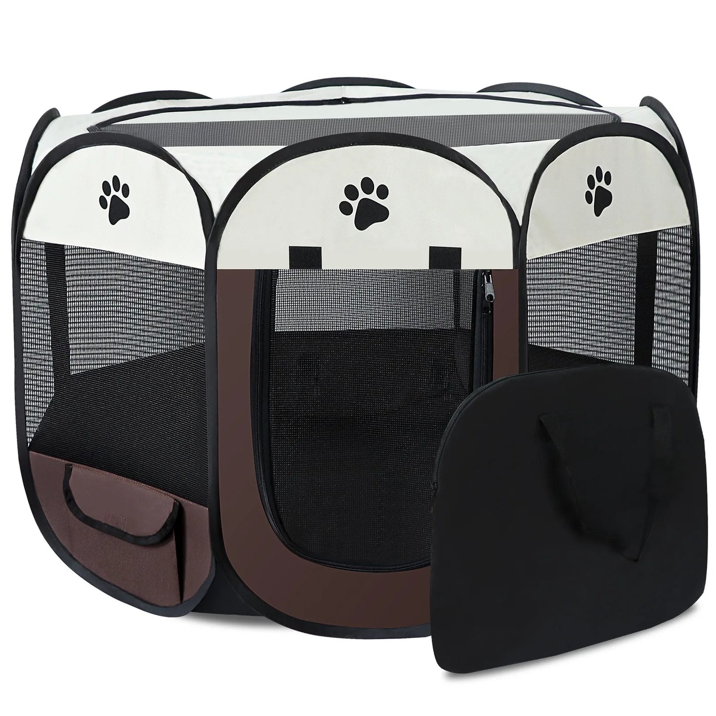 Large Foldable Octagonal Cat Playpen with Mesh Door