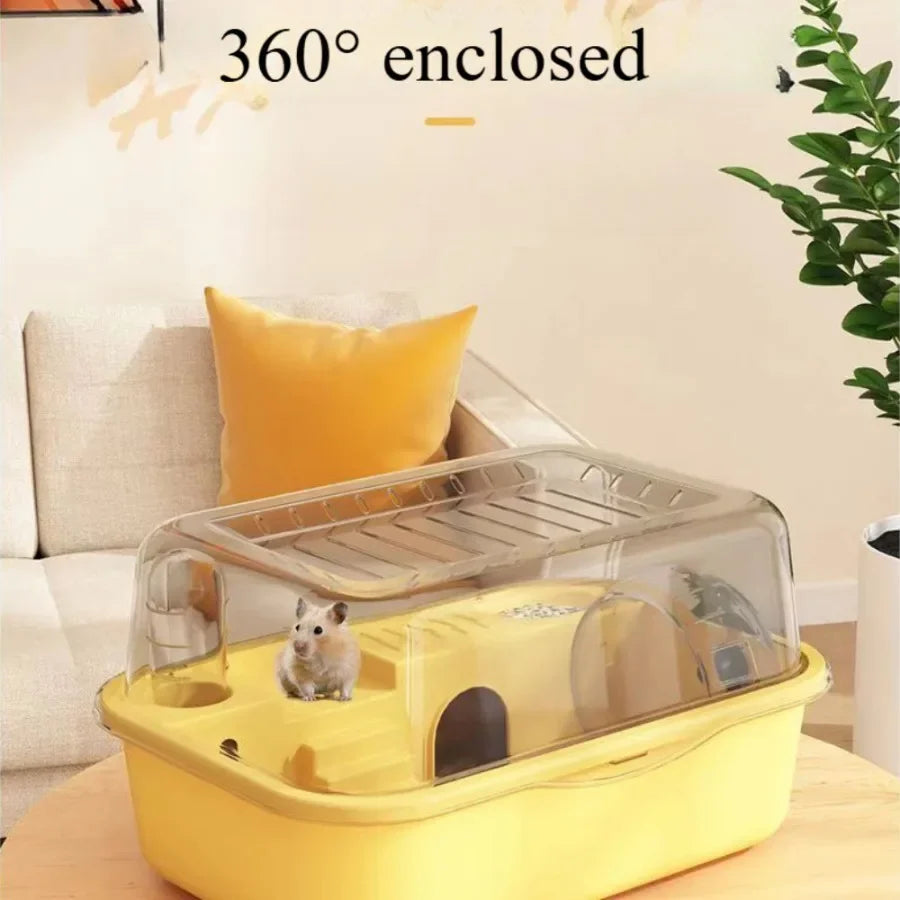 1PC Portable Acrylic Hamster Cage – Large Space Pet Habitat for Golden Bear, Animal Cage Starter Kit