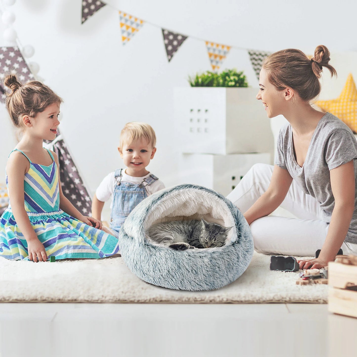 25" Plush Cat & Dog Sleeping Nest