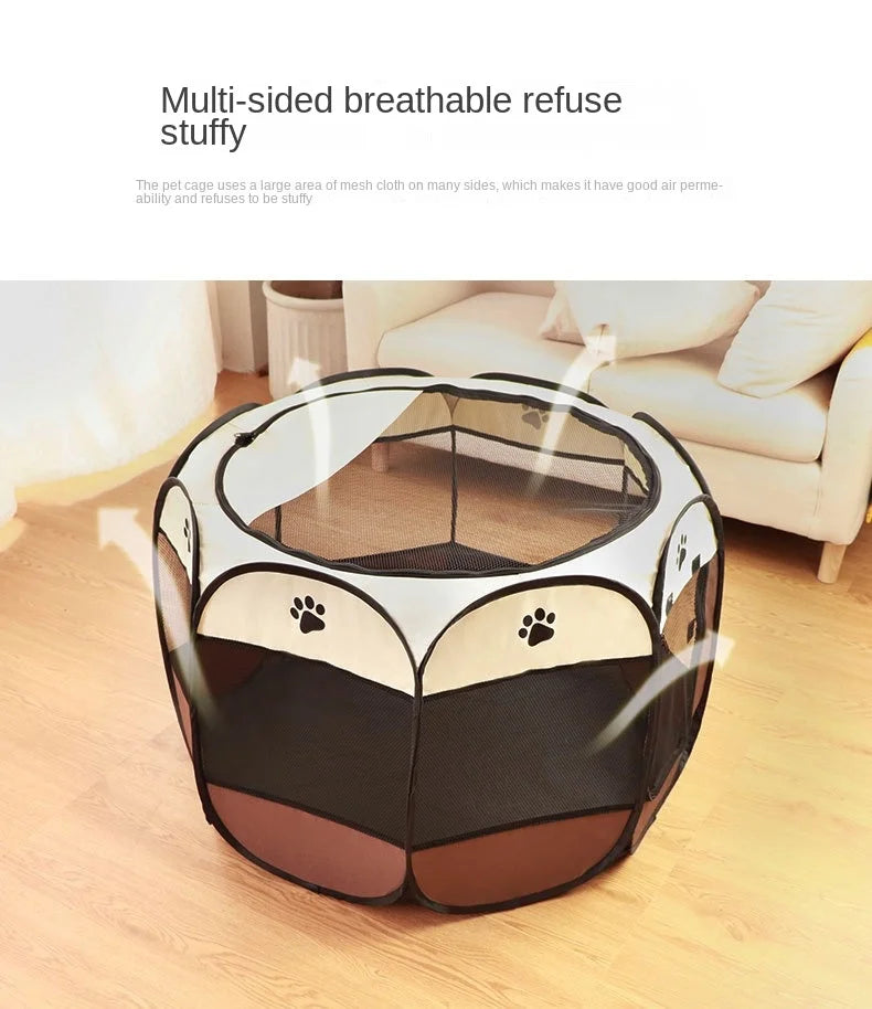 Large Foldable Octagonal Cat Playpen with Mesh Door