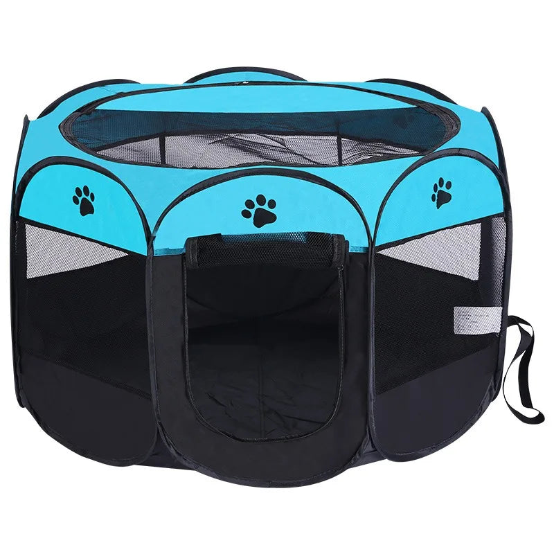 Large Foldable Octagonal Cat Playpen with Mesh Door