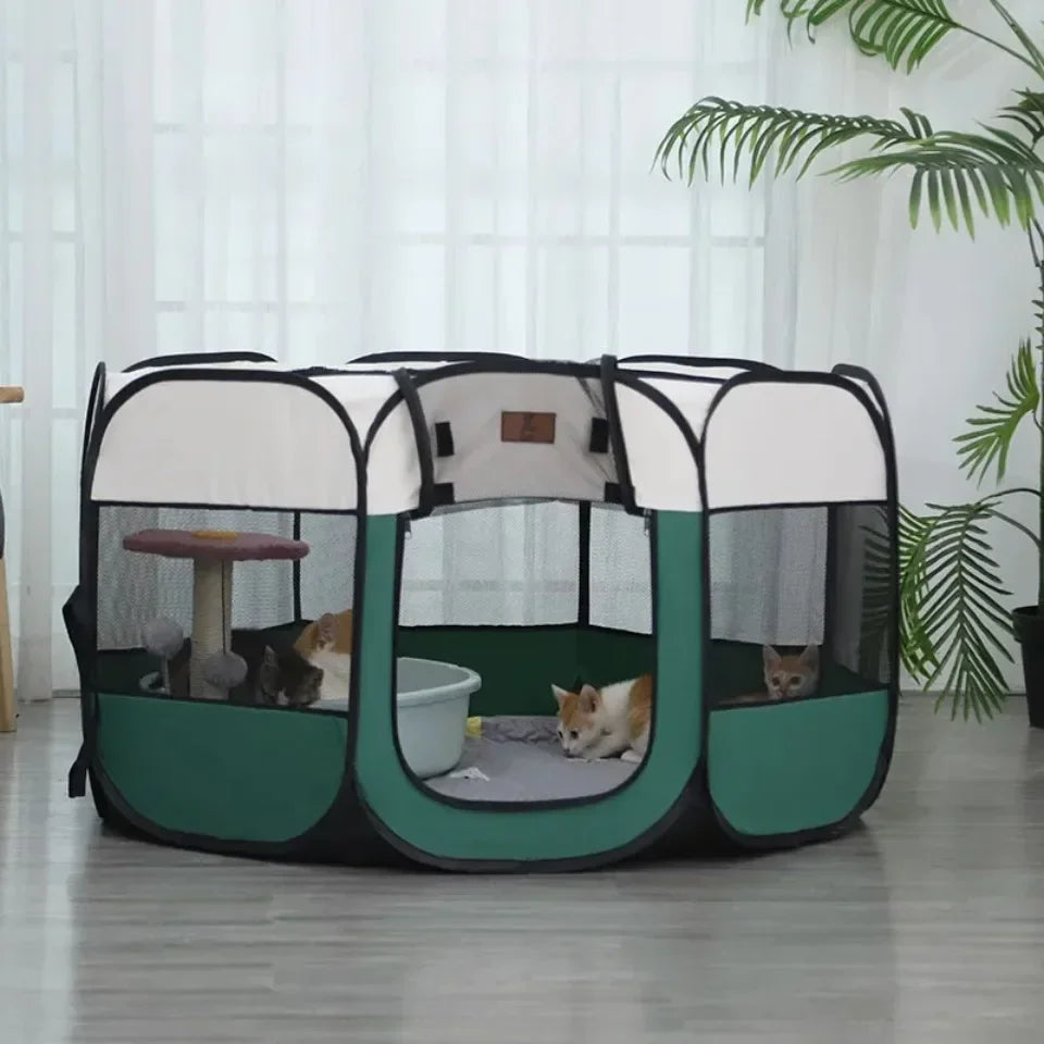 Foldable Octagonal Pet Tent – Cat and Small Dog Cage, Four-Season Use