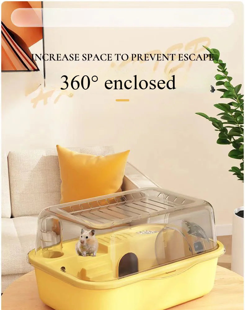 1PC Portable Acrylic Hamster Cage – Large Space Pet Habitat for Golden Bear, Animal Cage Starter Kit