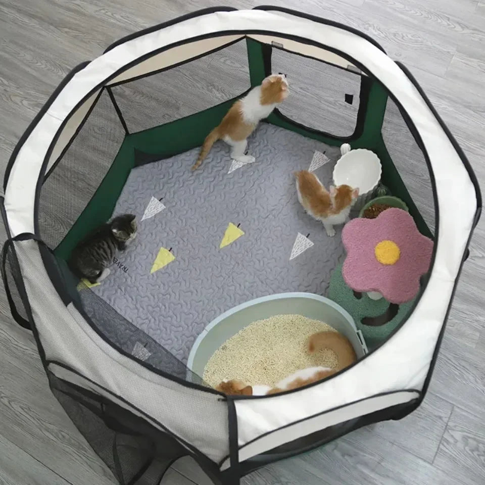 Foldable Octagonal Pet Tent – Cat and Small Dog Cage, Four-Season Use