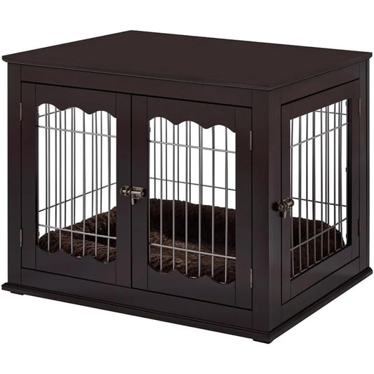 Furniture-Style Dog Crate for Medium Dogs – Modern Wooden Pet House with Wire, Indoor Kennel