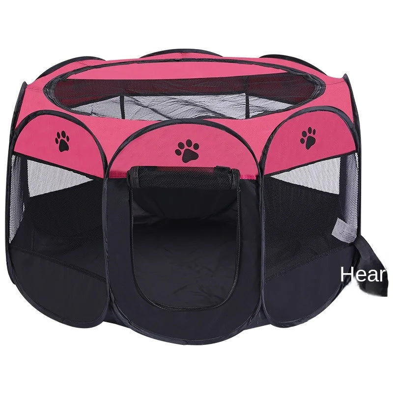 Large Foldable Octagonal Cat Playpen with Mesh Door