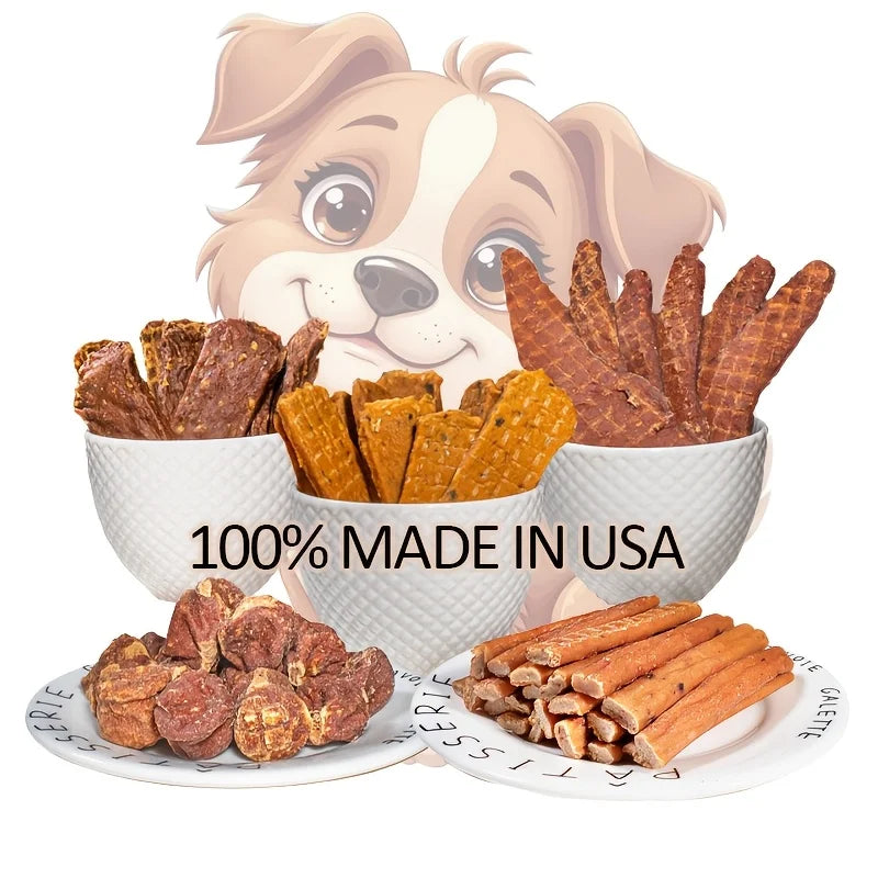 Assorted Dog Snacks Beef, Duck, Chicken, Turkey & Salmon
