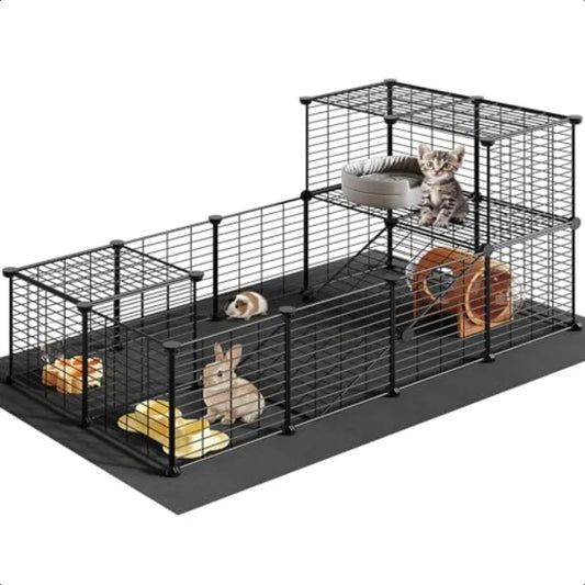 Guinea Pig Cage with Waterproof Mat – 24-Panel Small Animal Playpen for Rabbits, Bunnies, and Chickens