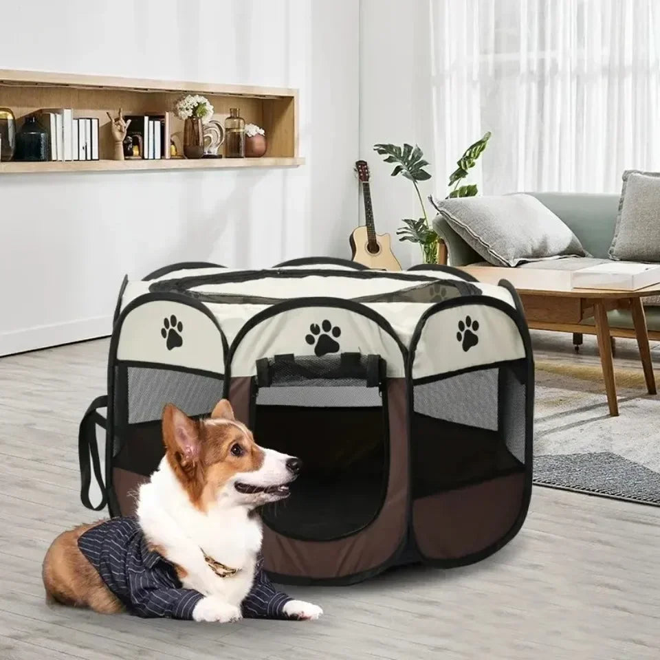 Foldable Octagonal Pet Tent – Cat and Small Dog Cage, Four-Season Use