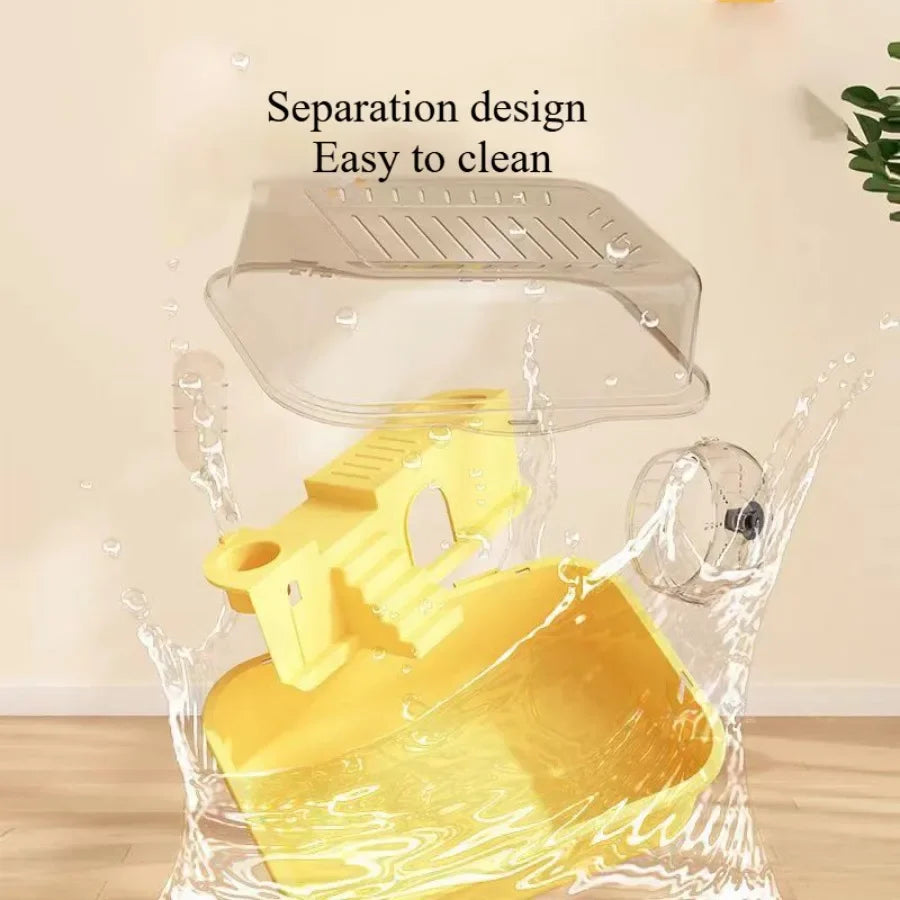 1PC Portable Acrylic Hamster Cage – Large Space Pet Habitat for Golden Bear, Animal Cage Starter Kit