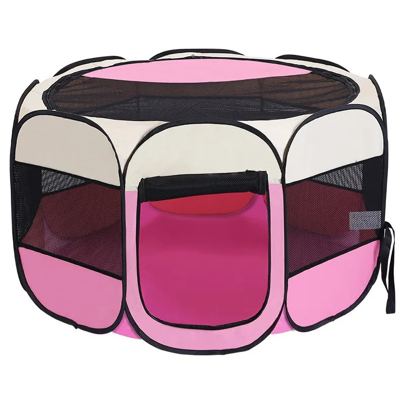 Large Foldable Octagonal Cat Playpen with Mesh Door