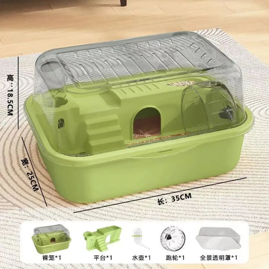 1PC Portable Acrylic Hamster Cage – Large Space Pet Habitat for Golden Bear, Animal Cage Starter Kit