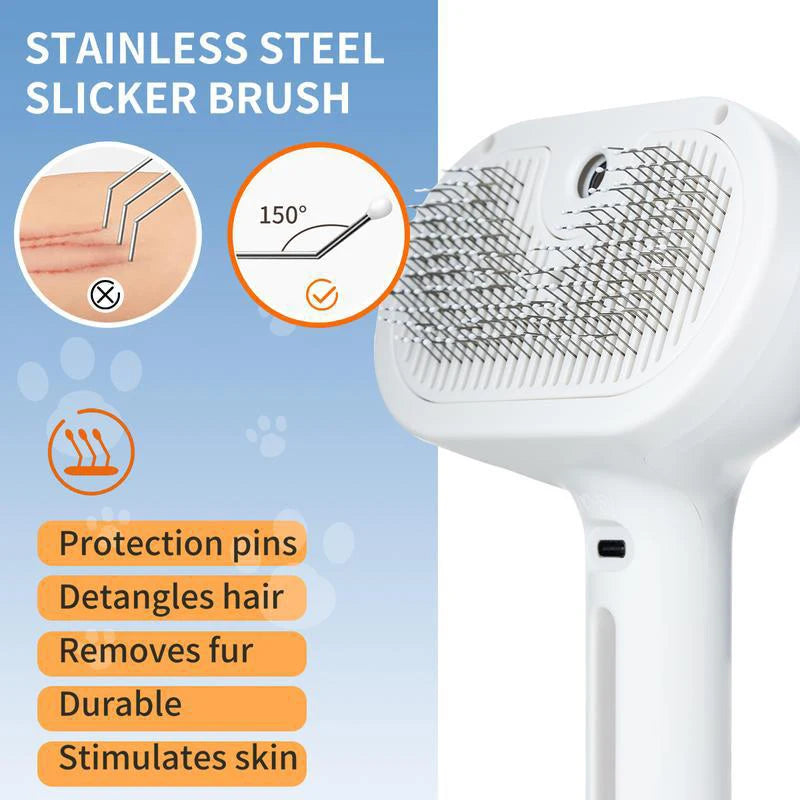 Dog Comb Pet Steam Massage Brush – Soft Teeth Hair Removal for Cats & Dogs