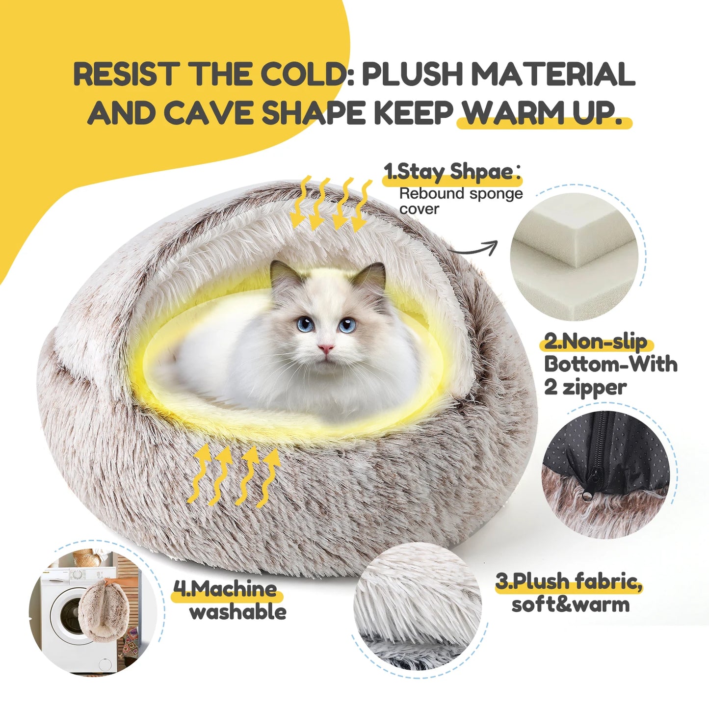 25" Plush Cat & Dog Sleeping Nest