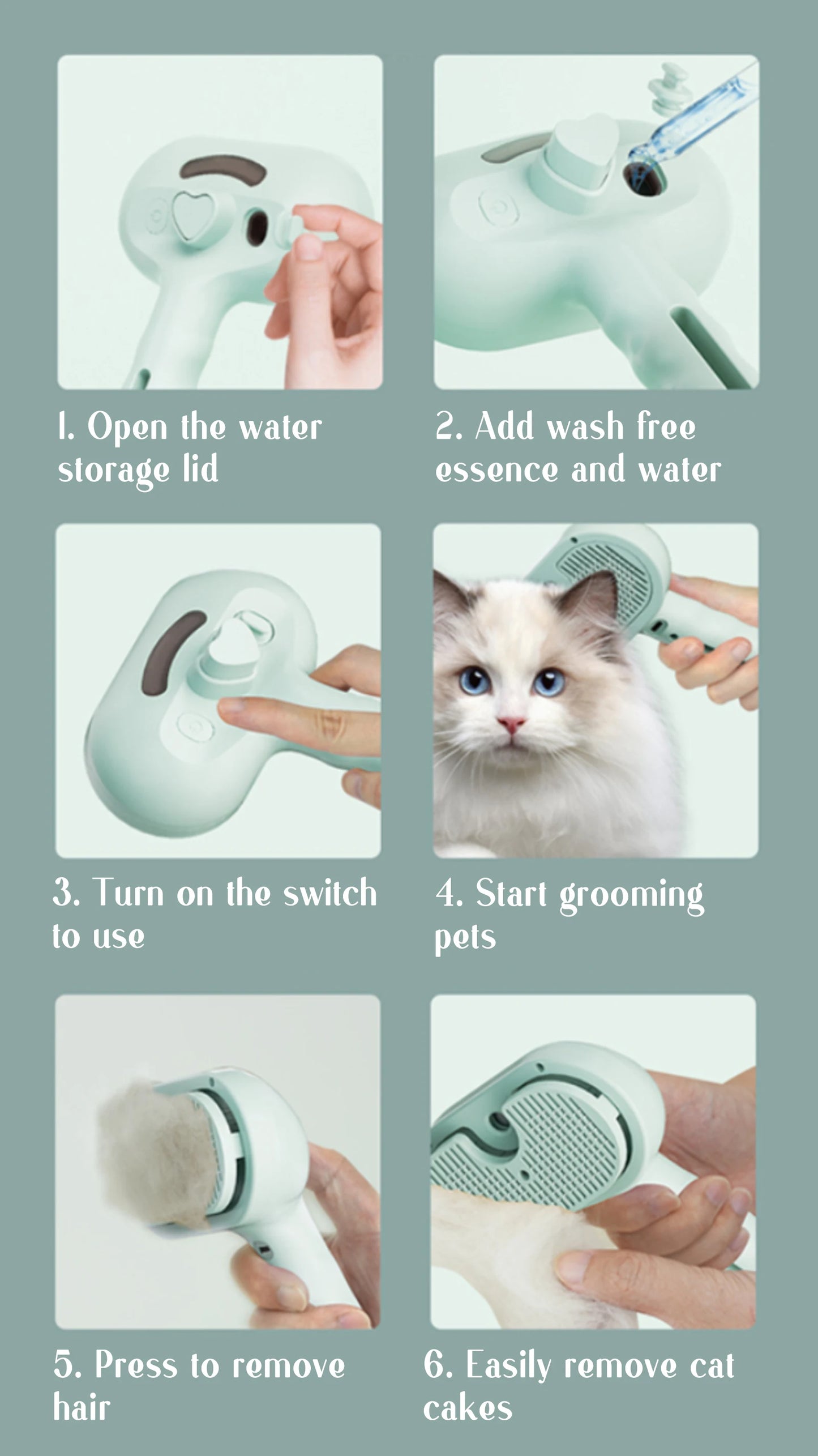 Dog Comb Pet Steam Massage Brush – Soft Teeth Hair Removal for Cats & Dogs