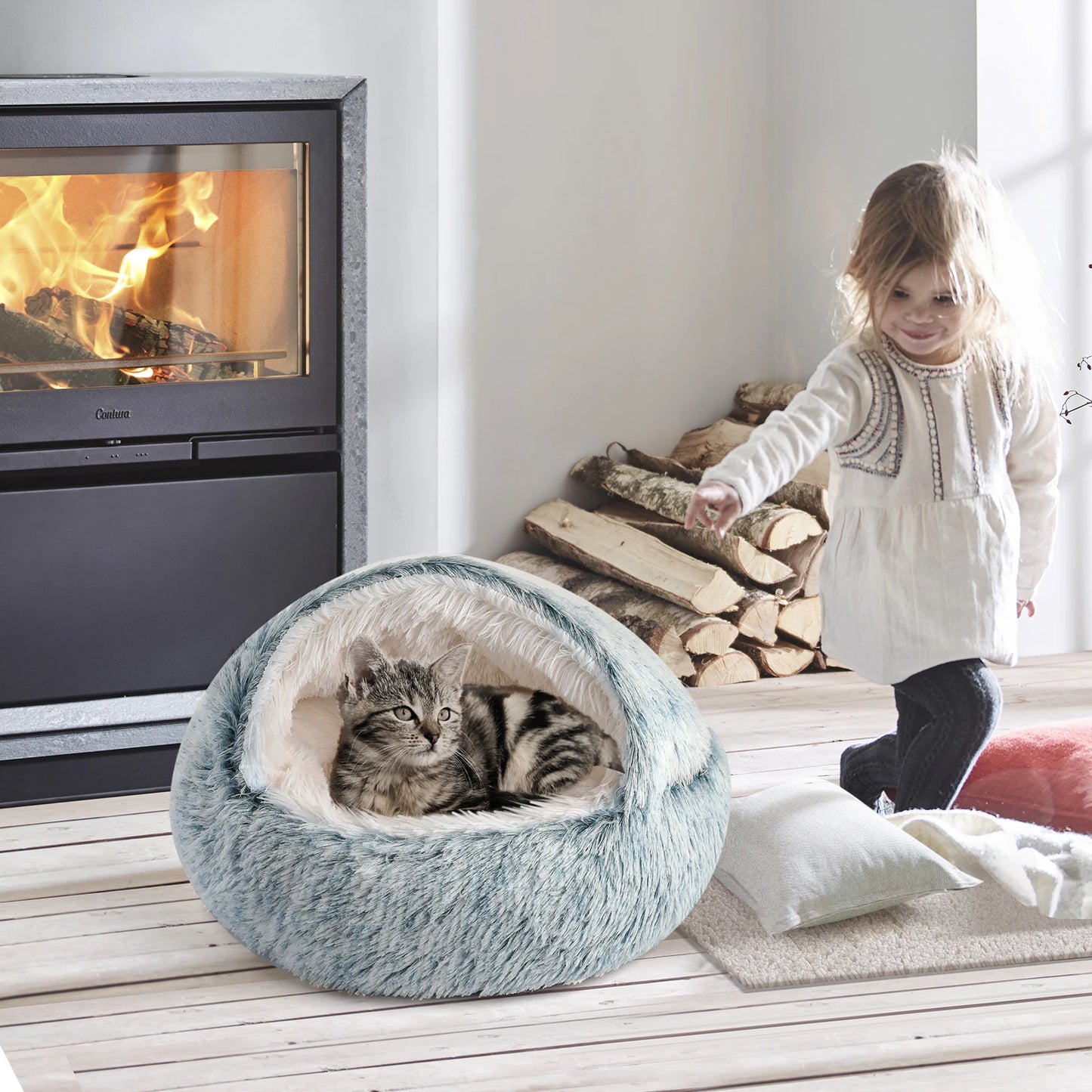 25" Plush Cat & Dog Sleeping Nest