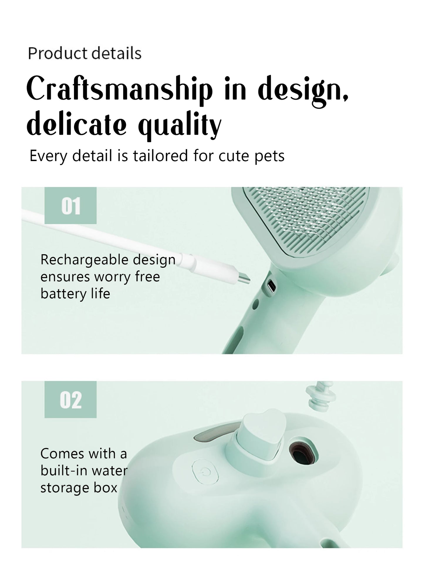 Dog Comb Pet Steam Massage Brush – Soft Teeth Hair Removal for Cats & Dogs