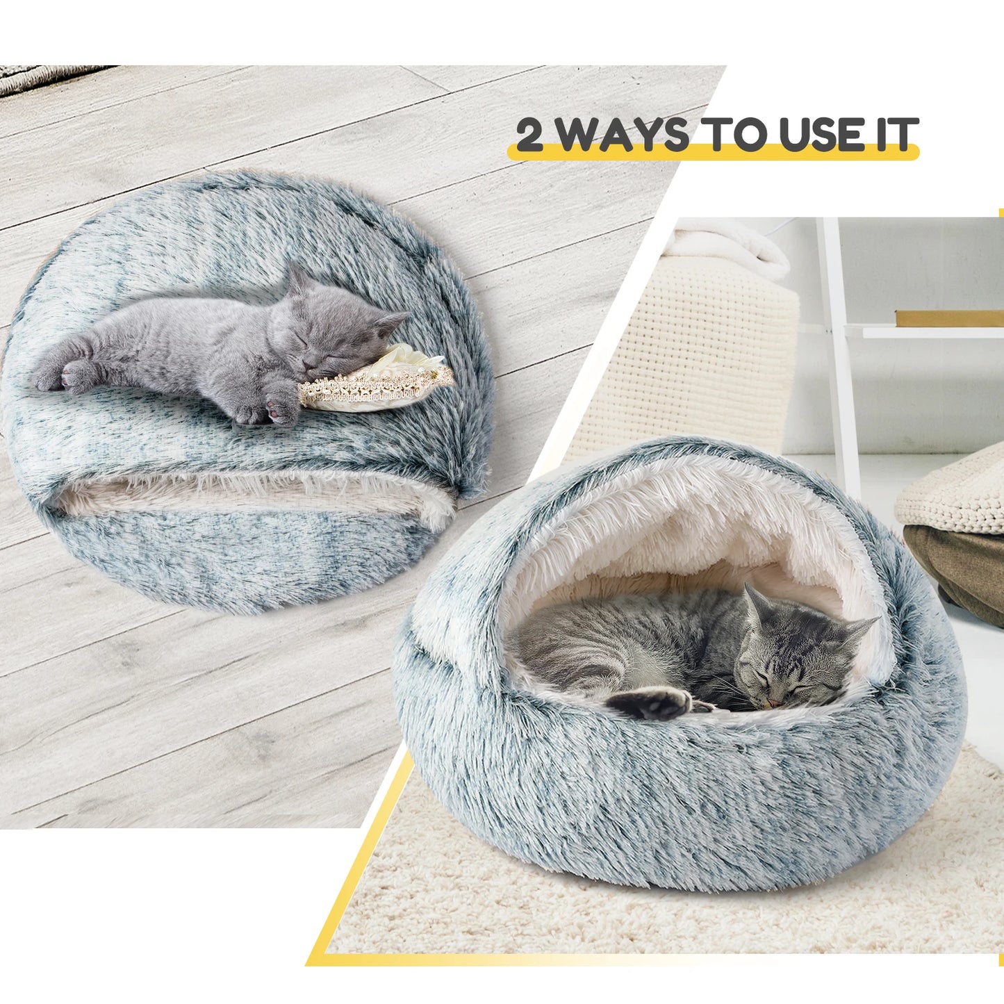 25" Plush Cat & Dog Sleeping Nest