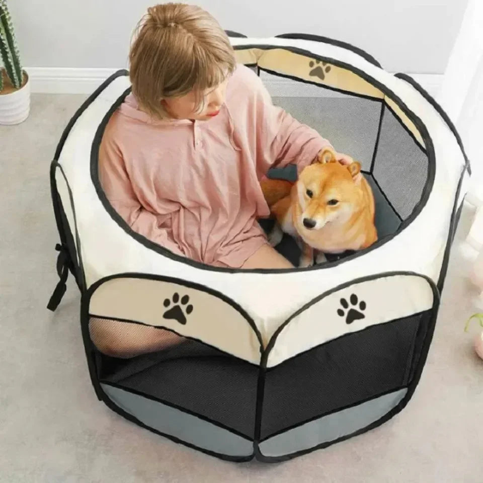 Foldable Octagonal Pet Tent – Cat and Small Dog Cage, Four-Season Use