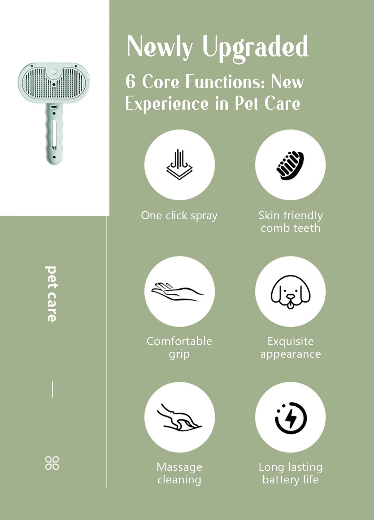 Dog Comb Pet Steam Massage Brush – Soft Teeth Hair Removal for Cats & Dogs