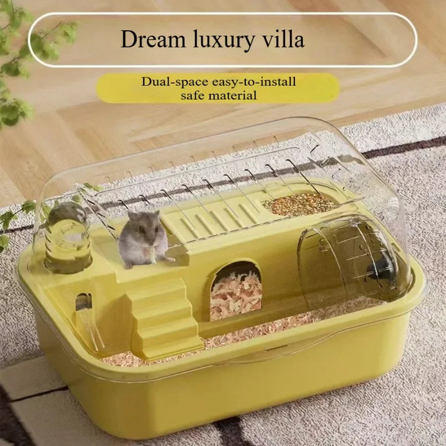 1PC Portable Acrylic Hamster Cage – Large Space Pet Habitat for Golden Bear, Animal Cage Starter Kit